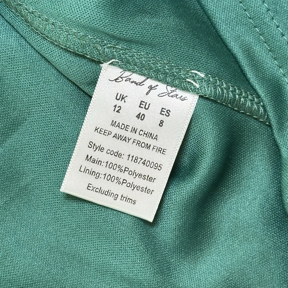 NWT Band Of Stars Fit & Flare Satin Mini Dress Emerald Green Empire Waist Size 8 - Picture 6 of 9